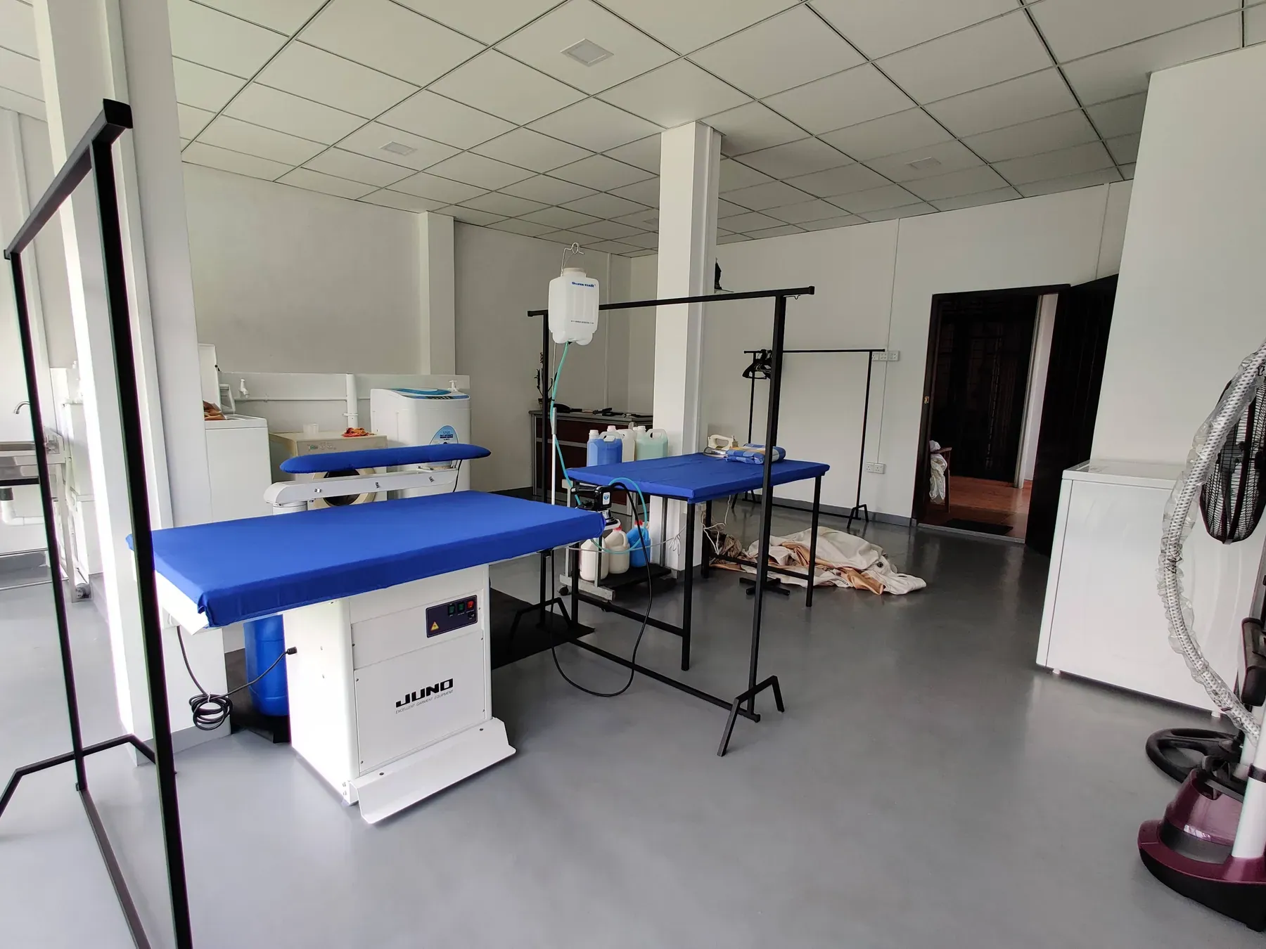 The pressing and finishing room at Champion Laundry, Gampaha